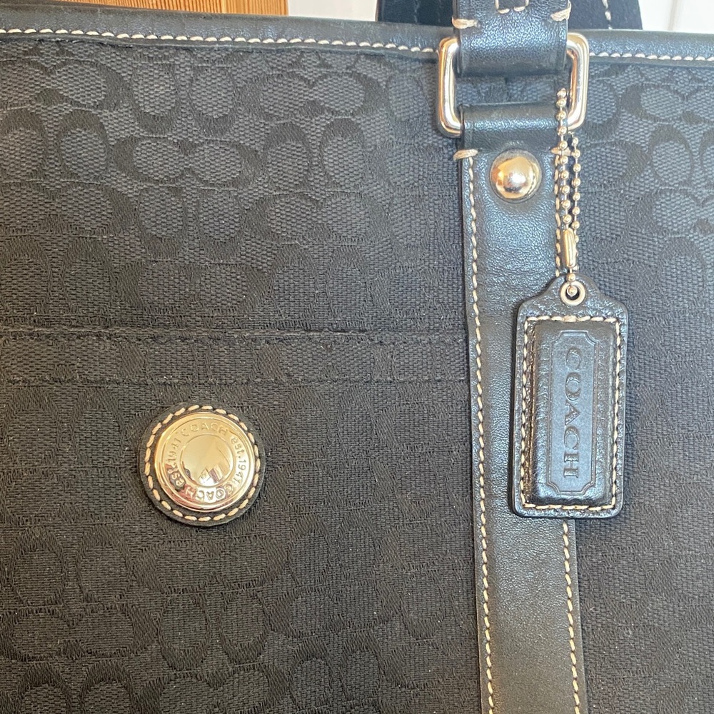 Coach Black Monogram Tote - Picture 2 of 7